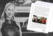 Fuente: Barra de Abogados evaluaría designar un custodio para los exclientes de Alexandra Lozano Fotomontaje con una fotografía de Alexandra Lozano frente a un edificio de oficinas y varias páginas de la First Amended Complaint presentada en la demanda civil federal, con fecha del 21 de julio de 2026.
