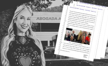 Fuente: Barra de Abogados evaluaría designar un custodio para los exclientes de Alexandra Lozano Fotomontaje con una fotografía de Alexandra Lozano frente a un edificio de oficinas y varias páginas de la First Amended Complaint presentada en la demanda civil federal, con fecha del 21 de julio de 2026.