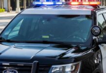 A la cárcel por vender tarjetas de residencia y seguros sociales falsos en Tri Cities Imagen generada con inteligencia artificial de una patrulla policial con luces rojas y azules encendidas en una calle.