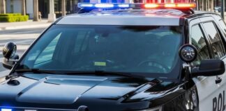 A la cárcel por vender tarjetas de residencia y seguros sociales falsos en Tri Cities Imagen generada con inteligencia artificial de una patrulla policial con luces rojas y azules encendidas en una calle.
