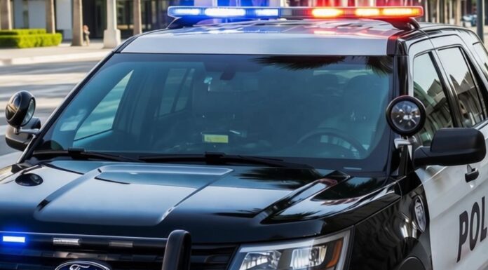A la cárcel por vender tarjetas de residencia y seguros sociales falsos en Tri Cities Imagen generada con inteligencia artificial de una patrulla policial con luces rojas y azules encendidas en una calle.