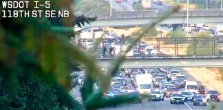 Reabren carriles de la autopista I-5 cerca de Everett tras incidente en un paso elevado