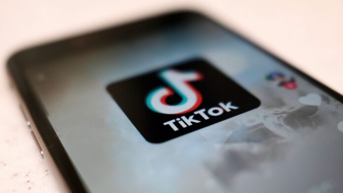 Logotipo de TikTok visible en la pantalla de un teléfono celular.