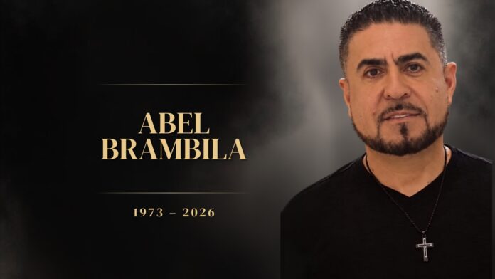 Retrato de Abel Brambila Guzmán, cofundador de Taquería El Rinconsito, junto a su nombre y los años 1973-2026.